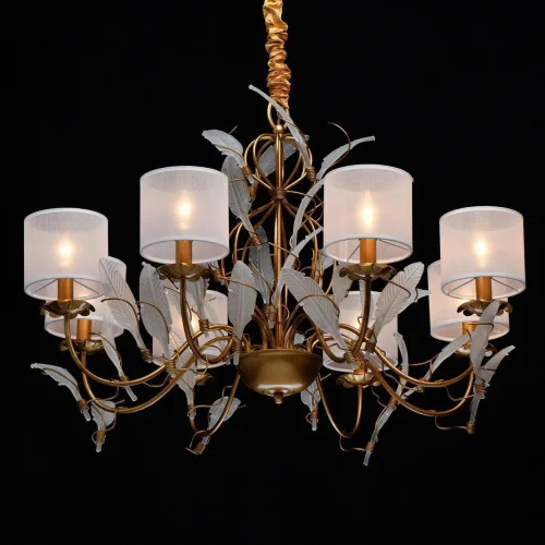 Люстра подвесная София 355014408 Chiaro белая на 8 ламп, основание бронзовое в стиле классический флористика  фото 2